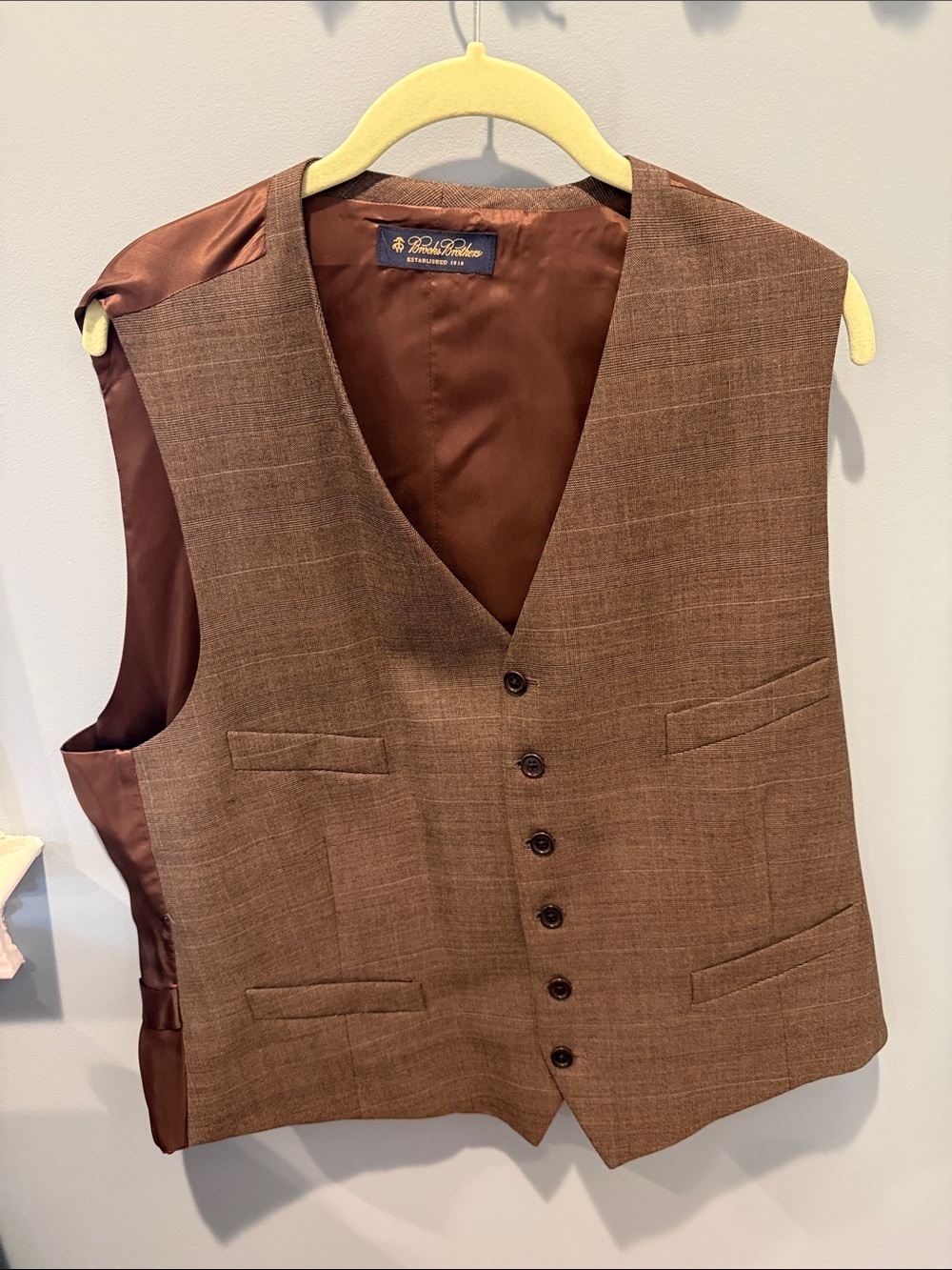 Brooks Brothers Brown Wool-Blend Five-Button Vest